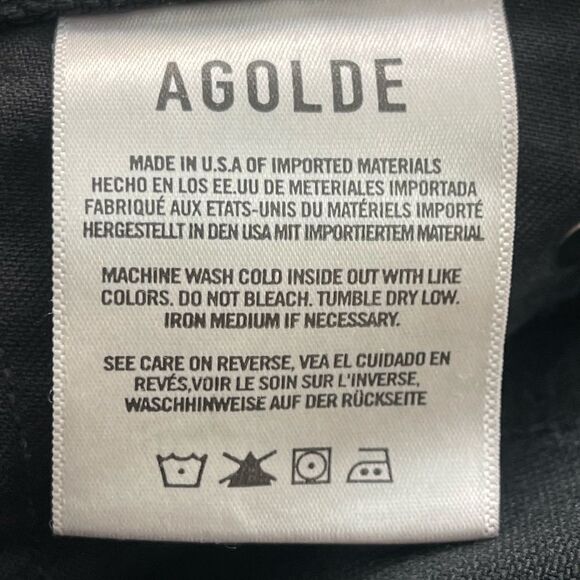 AGOLDE Cherie High Rise Straight jeans black destroyed ripped knees SIZE: 24 - Picture 7 of 11